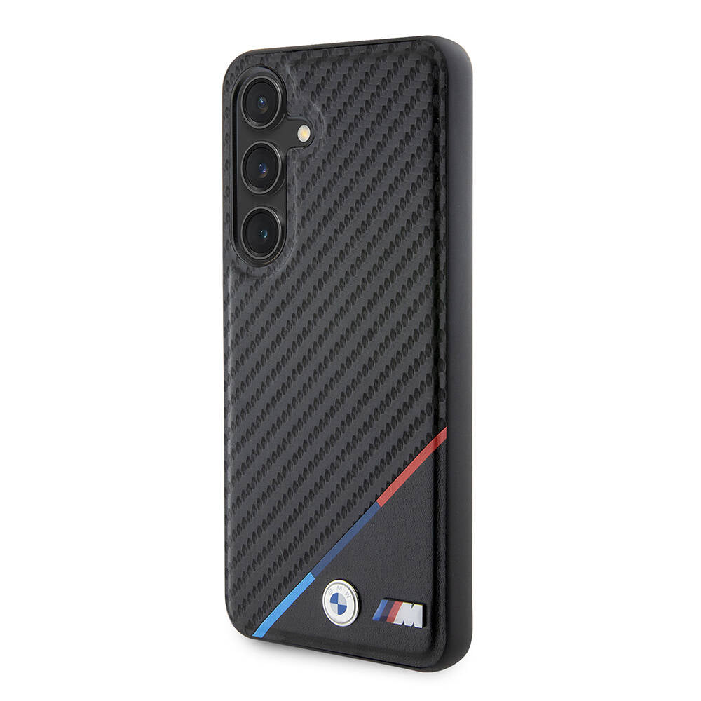 BMW Galaxy S24 Orjinal Lisanslı M-safe Şarj Özellikli M Logolu Üç Çizgili PU Karbon Kılıf BMW Galaxy S24 Orjinal Lisanslı M-safe Şarj Özellikli M Logolu Üç Çizgili PU Karbon Kılıf